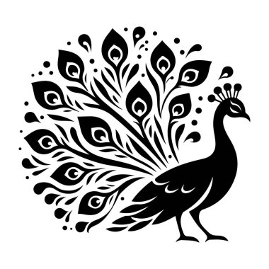 Siyah ve beyaz çiçek süsü. El çizimi illüstrasyon