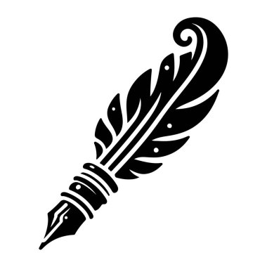 Tüy kalem ve kuş logo vektörü