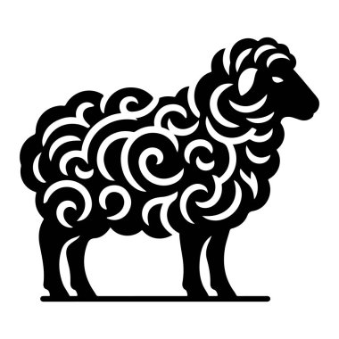 Koyun simgesi, vektör illüstrasyonu, katı işaret