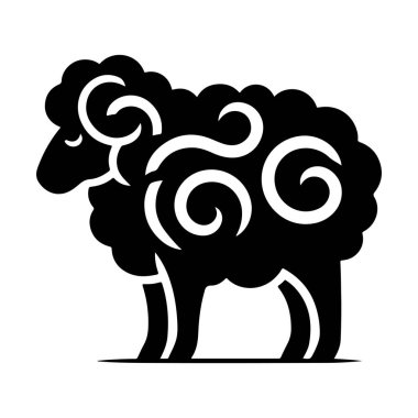 Kabartma vektör illüstrasyonunda koyun simgesi
