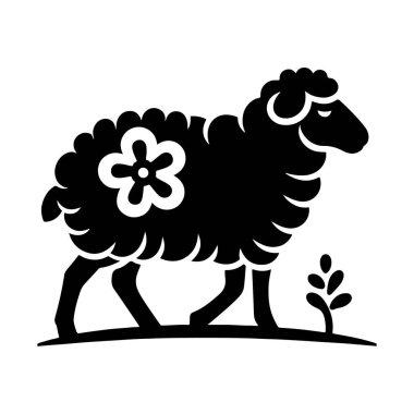 Koyun simgesi, vektör illüstrasyonu