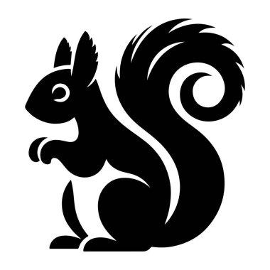 Sincap ikonu. Beyaz arkaplanda izole edilmiş sincap vektör simgesinin siyah çizimi