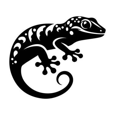 Kertenkele simgesi, beyaz arkaplanda izole edilmiş siyah biçim, vektör illüstrasyonu