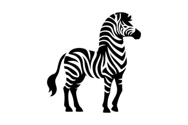 Beyaz arkaplanda izole edilmiş zebra hayvan vektör çizimi