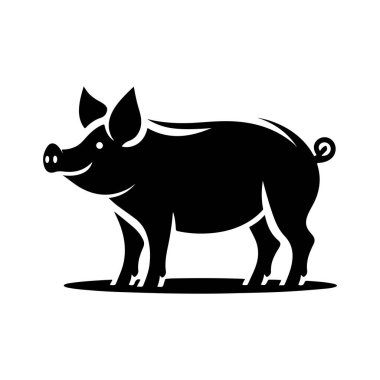 Beyaz arkaplanda siyah domuz vektör silueti.
