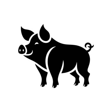 Beyaz arkaplan vektör illüstrasyonunda siluet domuz