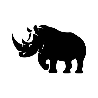 Beyaz arkaplanı olan gergedanın vektör silueti