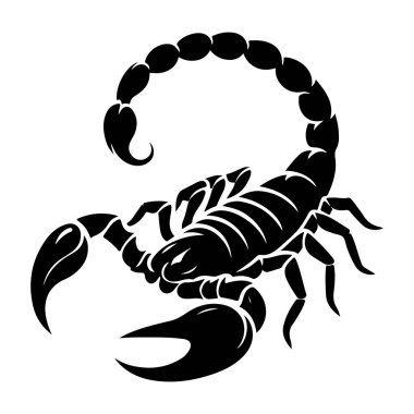 Beyaz arka planda siyah bir akrep silueti. vektör illüstrasyonu