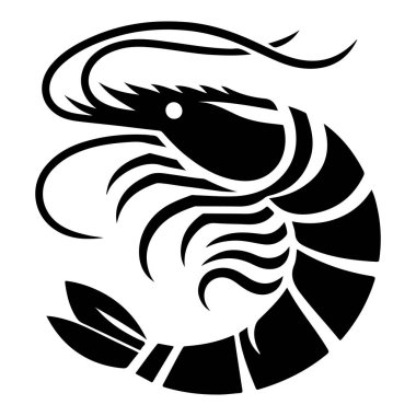 vector black shrimp  illustration on a white background