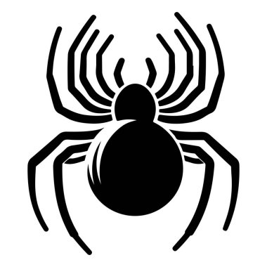 Siyah arka planda siyah bir örümceğin silüeti. vektör illüstrasyonu