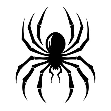 Beyaz arkaplanda siyah örümcek silueti var. vektör cadılar bayramı illüstrasyonu.