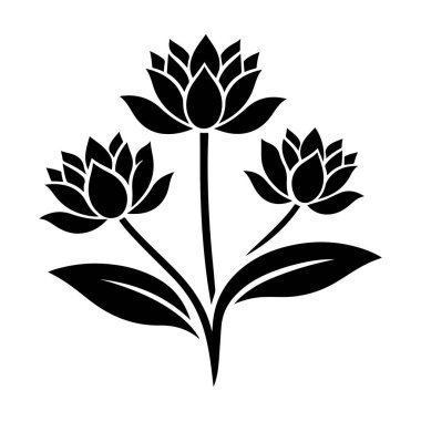 çiçek ve yapraklar, illüstrasyon, beyaz arkaplanda vektör.