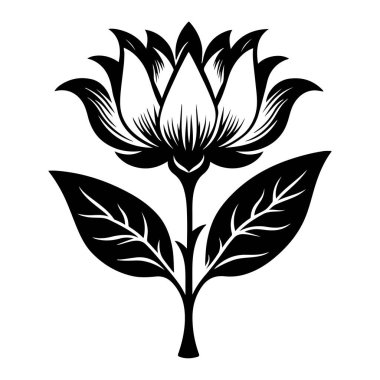 Lotus çiçeği, nilüfer çiçeği. Vektör çizimi izole edildi. siyah siluet