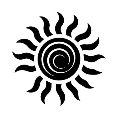 Siyah güneş beyaz arka planda izole edilmiş. vektör simgesi.