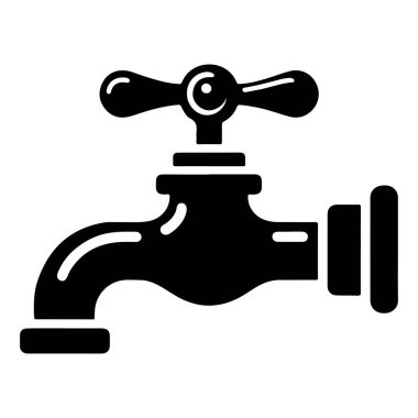 Musluk ikonu. Web için su musluğu vektör simgelerinin özet çizimi