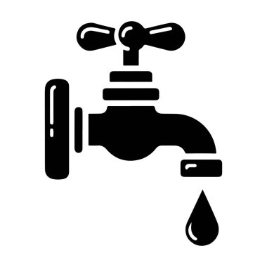 Musluk ikonu. Beyaz arkaplanda izole edilmiş web tasarımı için su musluğu vektör simgesinin basit çizimi