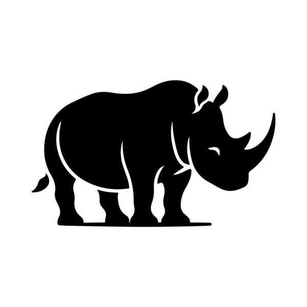 Logotipo Rinoceronte Negro Ilustración Arte Vectorial Simple — Vector de stock