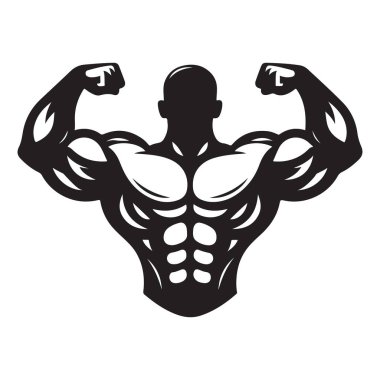 güçlü adam silueti kas sembolü, vektör çizimi.