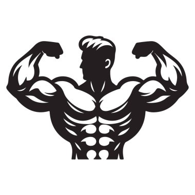 Güçlü adam. Kaslı adamın vektör silueti.