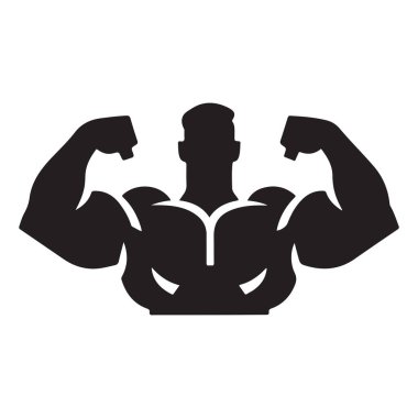 Güçlü pazıları olan güçlü bir adamın silueti.