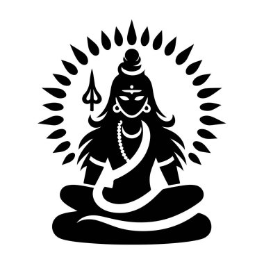 Shiva 'nın silueti ve yoga pozisyonu lotus pozisyonunda..
