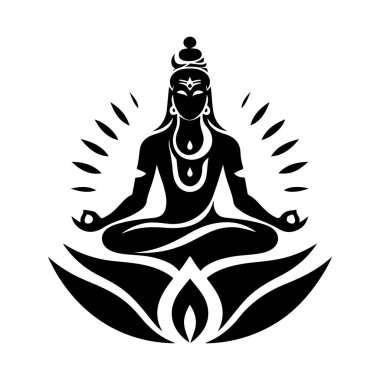 Kadın yoga meditasyonunun vektör silueti