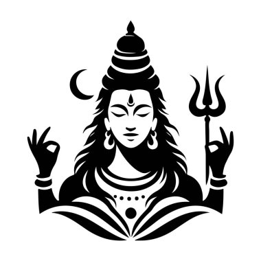 Şiva silueti. vektör illüstrasyonu.