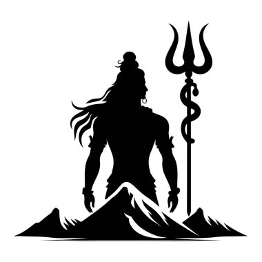 Lord Shiva vektör illüstrasyon silueti.