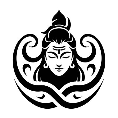 Güzel yüzlü Lord Ganesha 'nın siyah silueti.