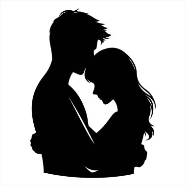 Aşık çiftlerin silueti, vektör çizimi