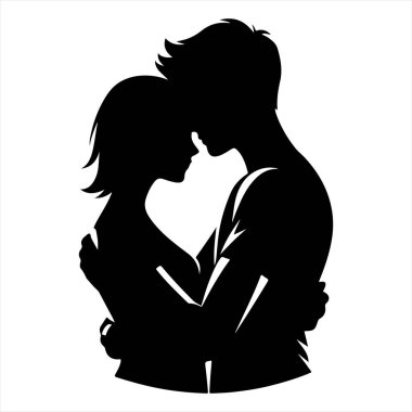 Beyaz arkaplanda bir çiftin silueti