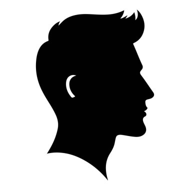 Genç bir adamın başı, profil profili.