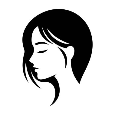 Güzel kadın yüzü. siyah ve beyaz vektör çizimi.