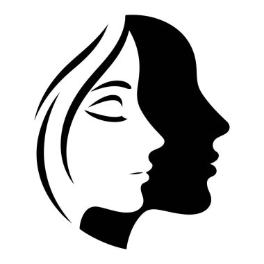 Güzel bir silueti olan kadın yüzü, vektör.
