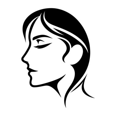 Uzun saçlı, vektör resimli güzel bir kadının portresi..