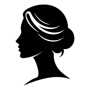 Profilde genç bir kadının silueti var. vektör illüstrasyonu