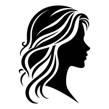Uzun saçlı bir kız siluet vektör.
