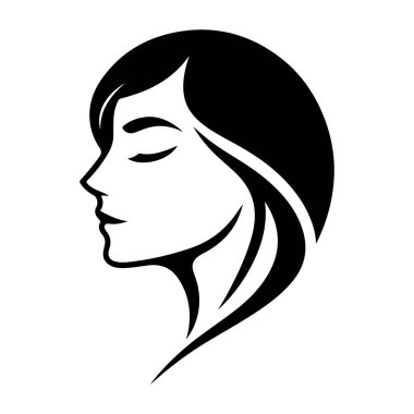 Beyaz arka planda uzun saçlı bir kadının vektör çizimi.