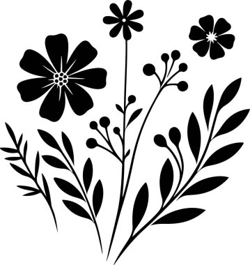 beyaz zemin üzerine siyah çiçek