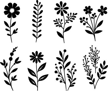 Siyah çiçekler kümesi