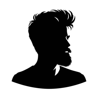 Sakallı adam yüzü, vektör çizimi, erkek profili, erkek yüzü
