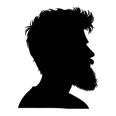 Sakallı bir adamın siyah silueti. vektör illüstrasyonu.