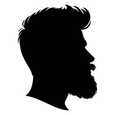 Sakallı bir adamın siyah silueti.
