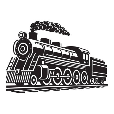 siyah buhar treni silueti.