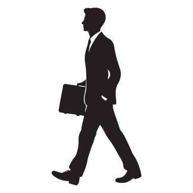 İş adamı evrak çantası siluet vektör çizimi ile yürüyor