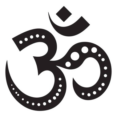Noktalı Mandala Tasarımlı Zarif Om Sembol Silueti Çizimi