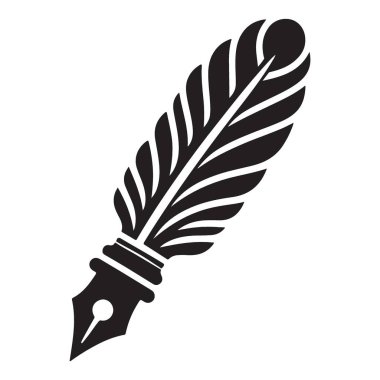 Tüy kalem ve mürekkep simgesi. Basit vektör illüstrasyonu. ağ için kalem ve tüy vektör simgesi