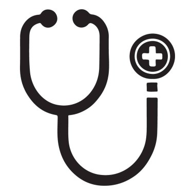 tıbbi steteskop düz simge, vektör illüstrasyonu