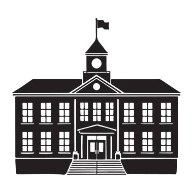 Okul binası ikonu. web için üniversite vektör simgesinin siyah monokrom illüstrasyonu