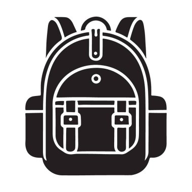 Klasik Kara Sırt Çantası Silüeti Okul ya da Seyahat İçin Mükemmel